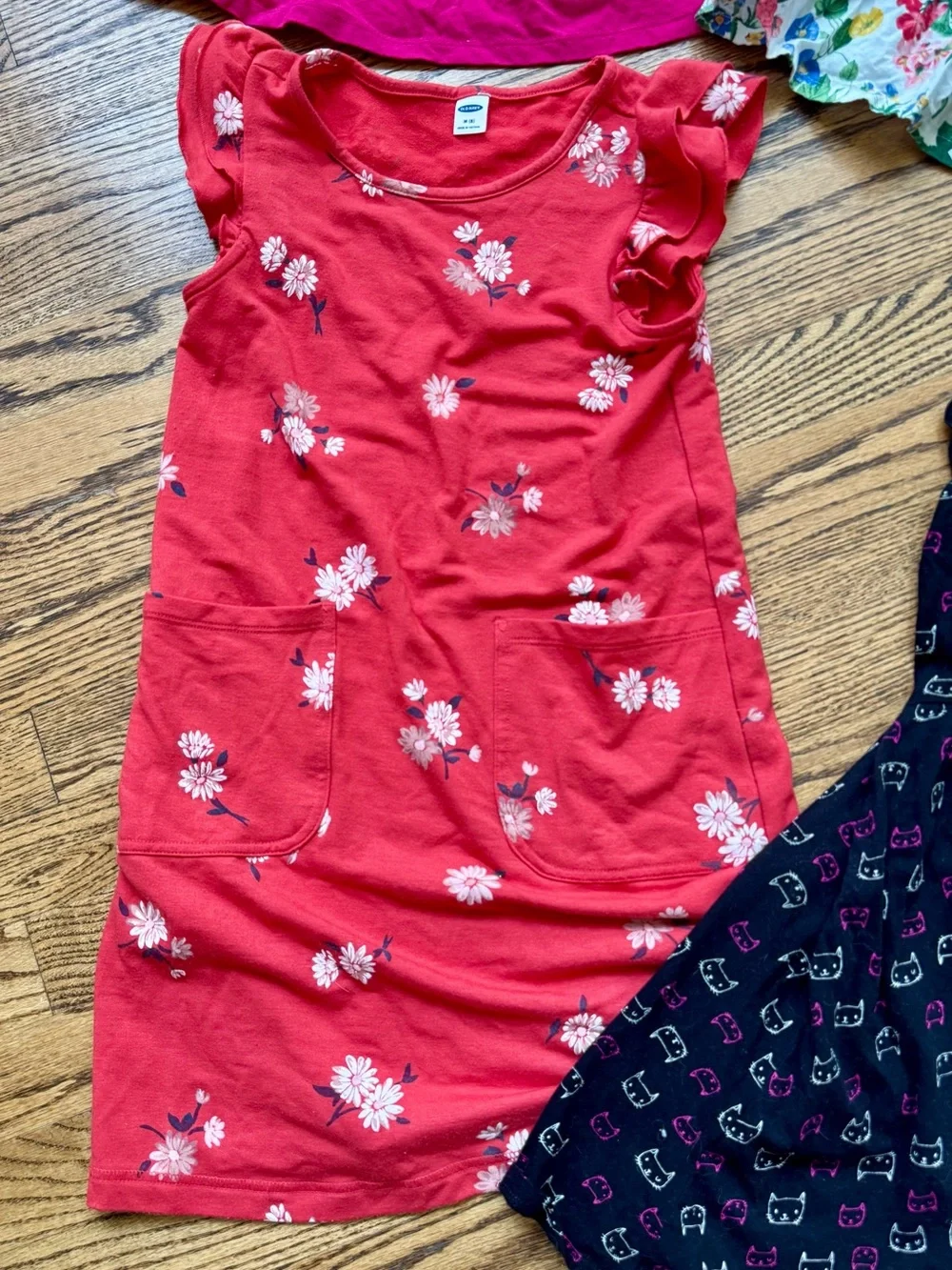 OLD NAVY & JUMPING BEANS Lot 4 Girls Sun Dresses Flowers Cats Pink Smocked M 8